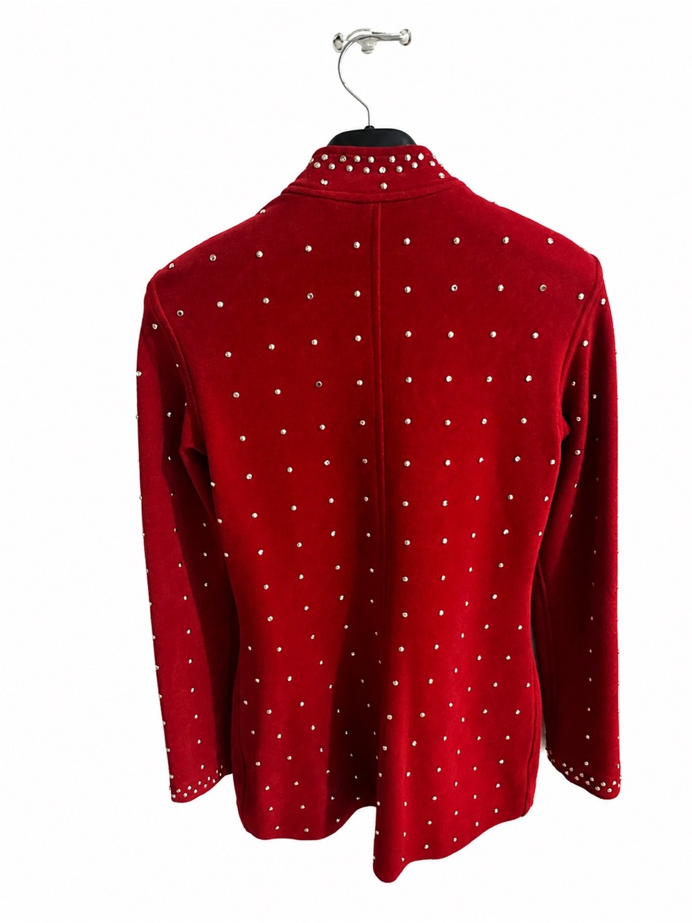 Vintage Tadashi Shoji Red Jacket with Silver Stones Medium - Picture 2 of 7